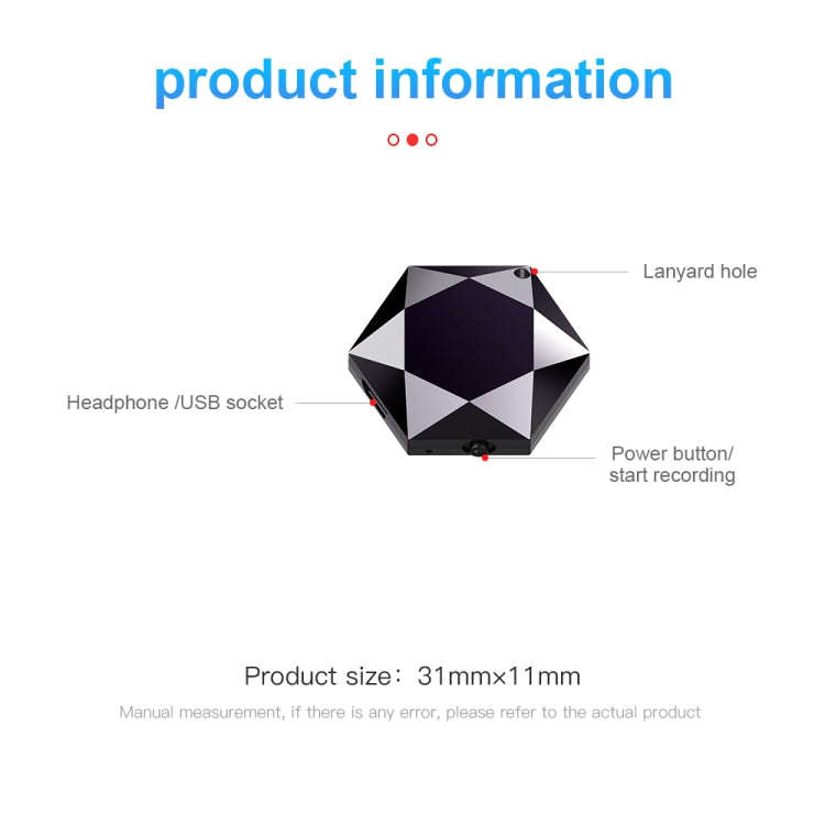 M6 Intelligent Voice Control Noise Reduction Recorder Pendant, Capacity:8GB