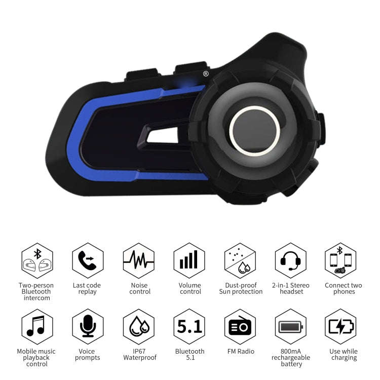 WUPP CS-1412A1 Bluetooth 5.1 S2 Motorcycle Helmet Full Duplex Bluetooth Intercom Headset Earphone...