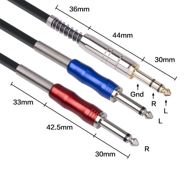 BLS0201-18 Stereo 6.35mm Male to Dual Mono 6.35mm Audio Cable, Length:1.8m