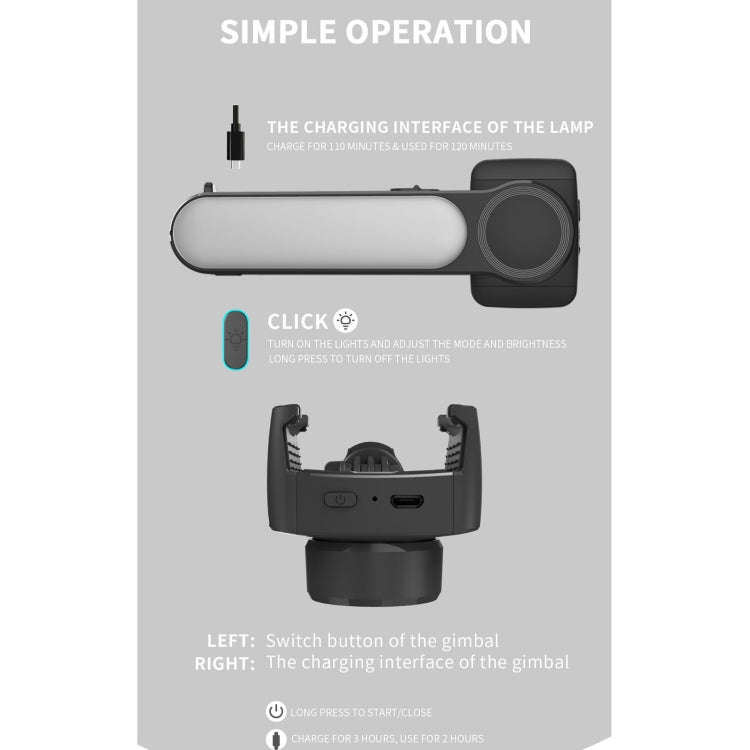 L09 Mini Folding Fill Light Gimbal Stabilizer Tripod(White)