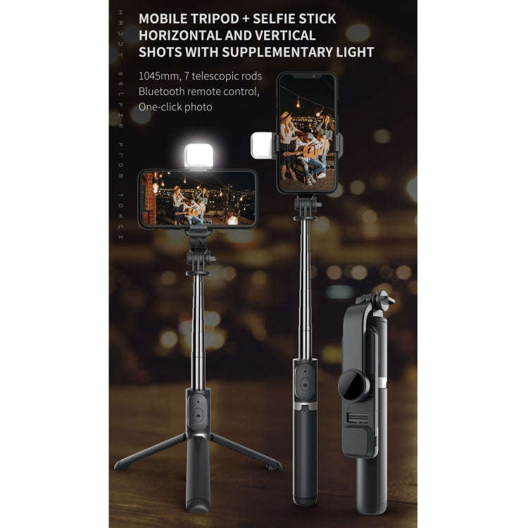 Q02S Fill Light Bluetooth Selfie Stick Tripod Mobile Phone Holder(White)