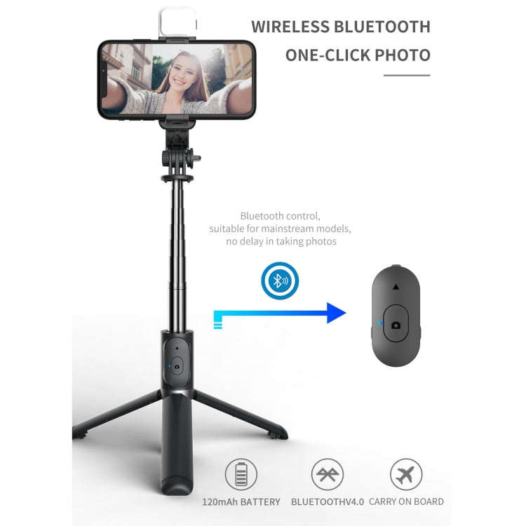 Q02S Fill Light Bluetooth Selfie Stick Tripod Mobile Phone Holder(White)