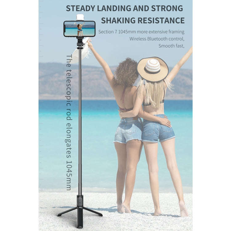 Q02S Fill Light Bluetooth Selfie Stick Tripod Mobile Phone Holder(White)