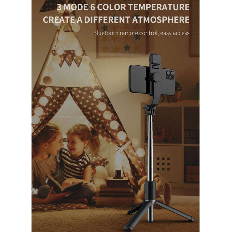 Q02S Fill Light Bluetooth Selfie Stick Tripod Mobile Phone Holder(White)
