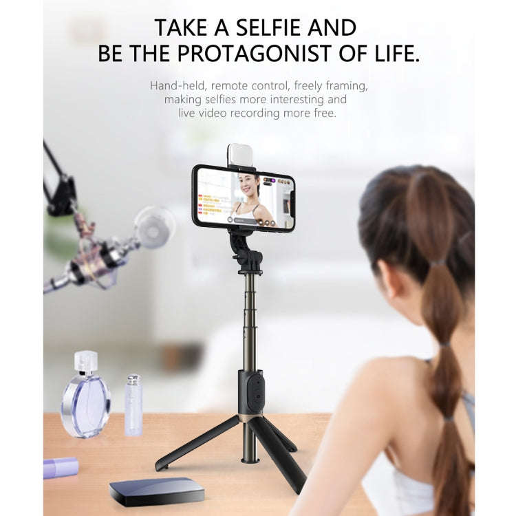 Q03S Fill Light Bluetooth Selfie Stick Tripod Mobile Phone Holder(White)