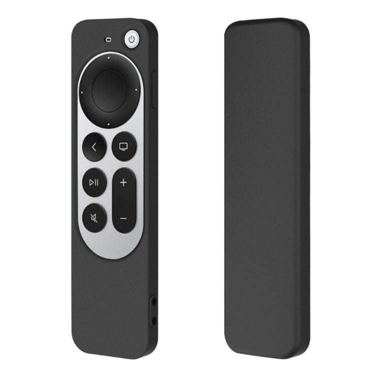 Silicone Protective Case Cover with Rope For Apple TV 4K 4th Siri Remote Controller(Black)