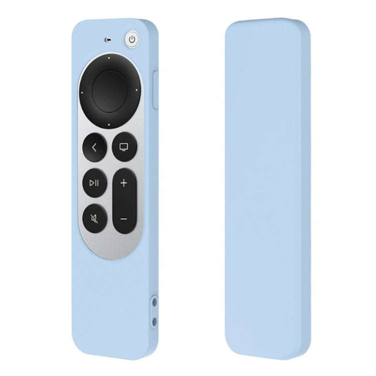 Silicone Protective Case Cover with Rope For Apple TV 4K 4th Siri Remote Controller(Sky Blue)
