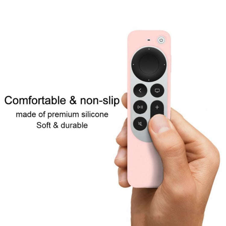 Silicone Protective Case Cover with Rope For Apple TV 4K 4th Siri Remote Controller(White)