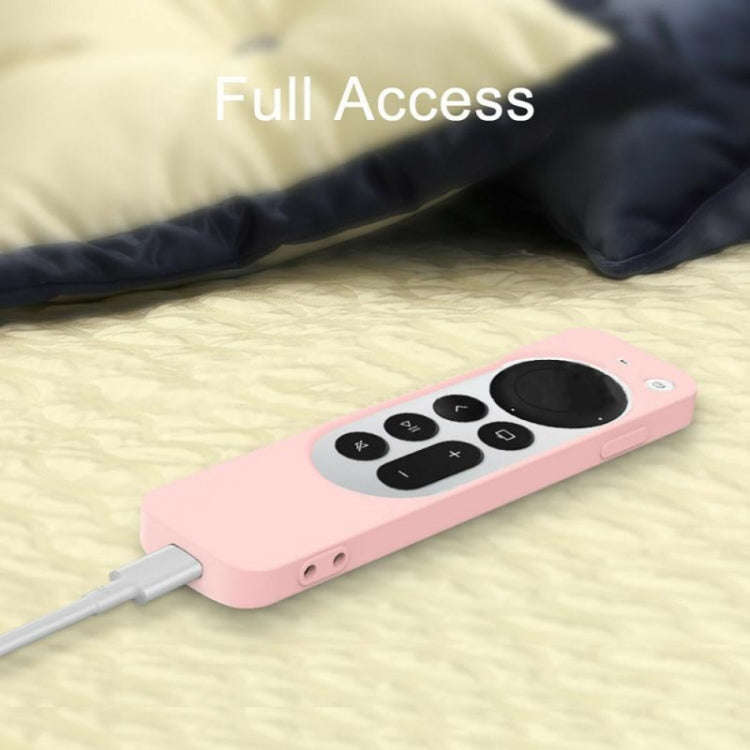 Silicone Protective Case Cover with Rope For Apple TV 4K 4th Siri Remote Controller(White)