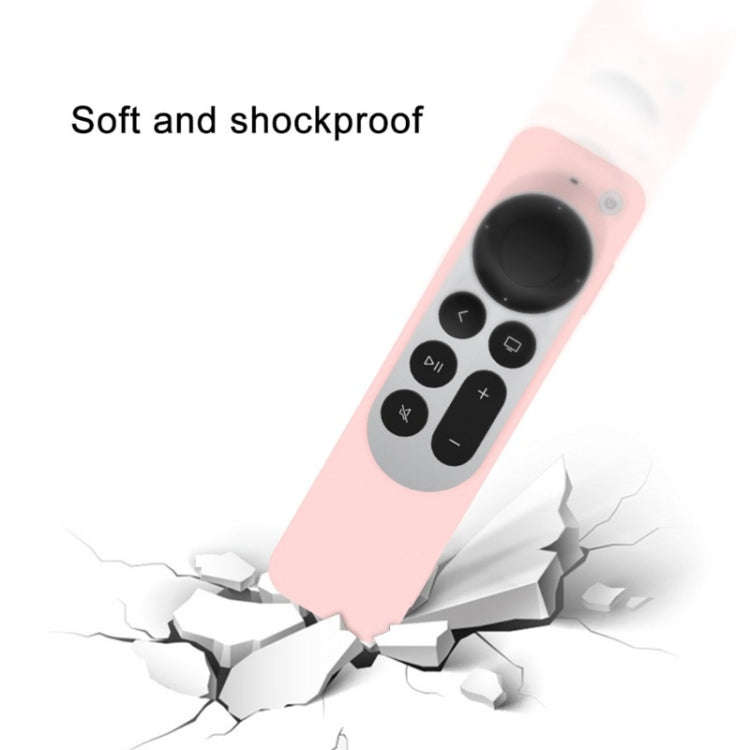 Silicone Protective Case Cover with Rope For Apple TV 4K 4th Siri Remote Controller(Red)