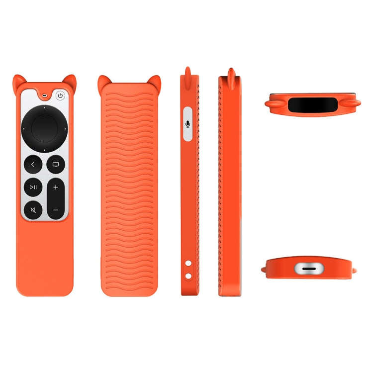 Cat Ears Shape Silicone Protective Case Cover For Apple TV 4K 4th Siri Remote Controller(Orange)