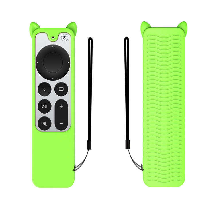 Cat Ears Shape Silicone Protective Case Cover For Apple TV 4K 4th Siri Remote Controller(Luminous...