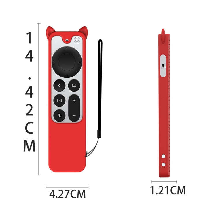Cat Ears Shape Silicone Protective Case Cover For Apple TV 4K 4th Siri Remote Controller(Purple)