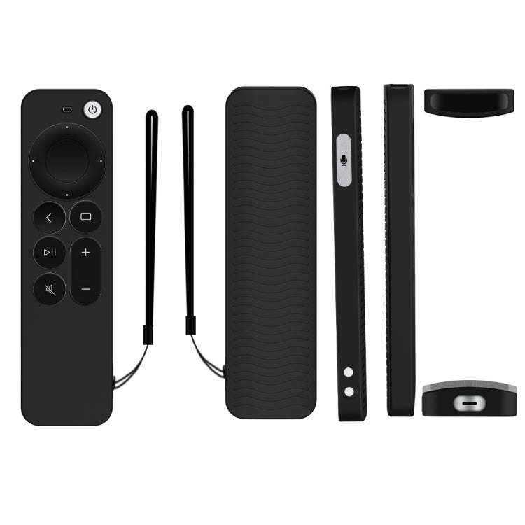 Silicone Protective Case Cover For Apple TV 4K 4th Siri Remote Controller(Black)