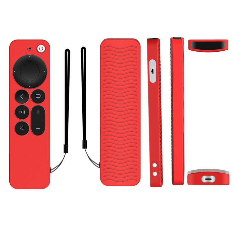 Silicone Protective Case Cover For Apple TV 4K 4th Siri Remote Controller(Red)