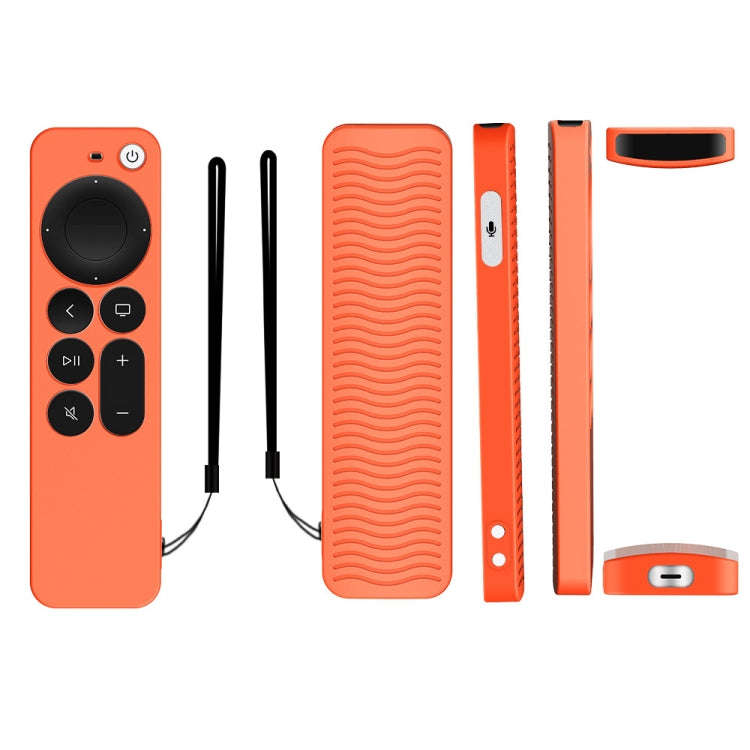 Silicone Protective Case Cover For Apple TV 4K 4th Siri Remote Controller(Orange)