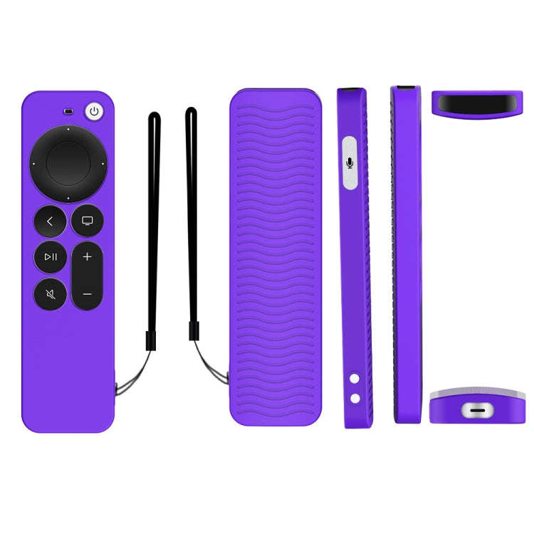 Silicone Protective Case Cover For Apple TV 4K 4th Siri Remote Controller(Purple)