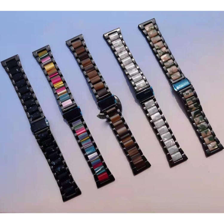 For Garmin Venu/Vivoactive 3 Music 20mm Universal Three-beads Stainless Steel + Resin Watch Band(...