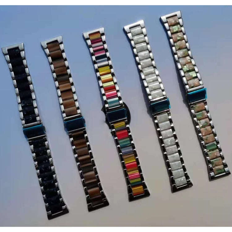 For Garmin Venu/Vivoactive 3 Music 20mm Universal Three-beads Stainless Steel + Resin Watch Band(...