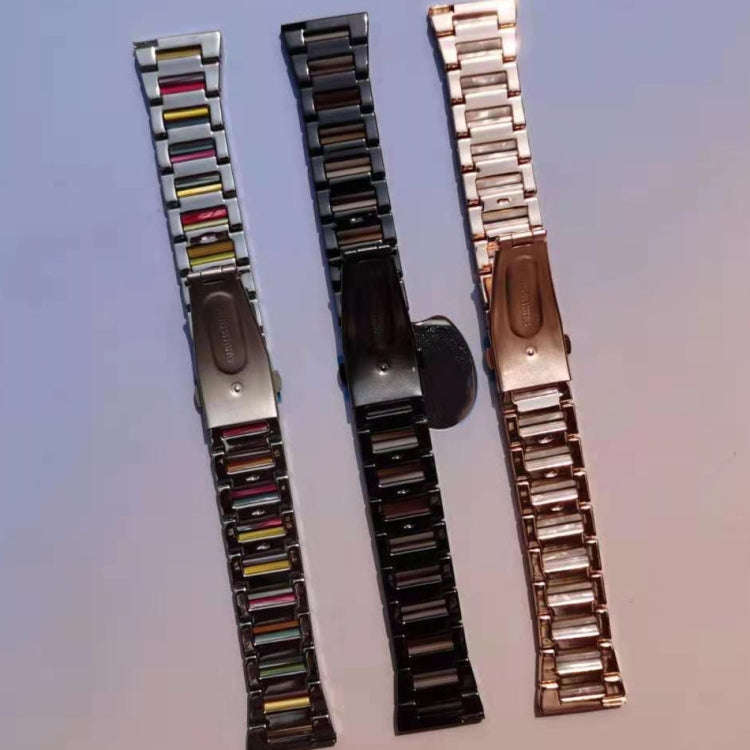 For Garmin Venu/Vivoactive 3 Music 20mm Universal Three-beads Stainless Steel + Resin Watch Band(...