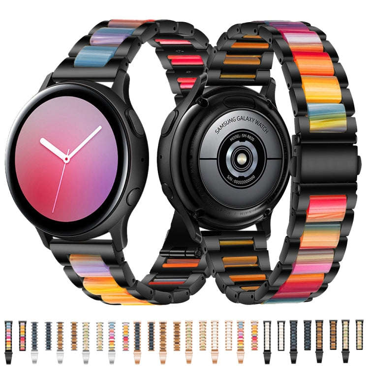 For Garmin Venu/Vivoactive 3 Music 20mm Universal Three-beads Stainless Steel + Resin Watch Band(...