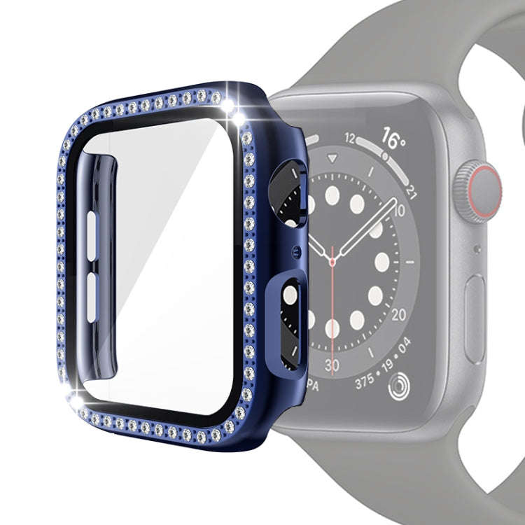 Electroplating PC Single Row Diamond Protective Case with Tempered Glass Film For Apple Watch Ser...