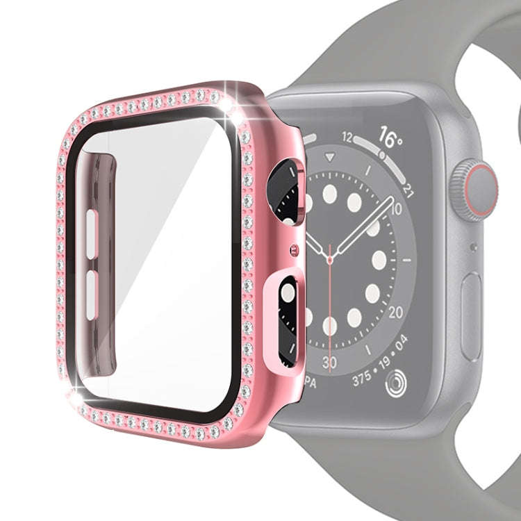 Electroplating PC Single Row Diamond Protective Case with Tempered Glass Film For Apple Watch Ser...