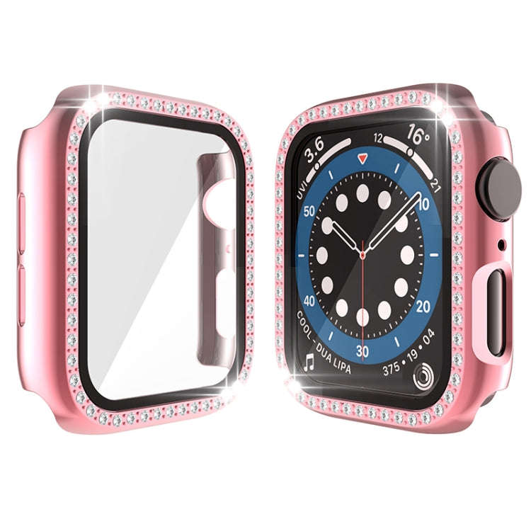 Electroplating PC Single Row Diamond Protective Case with Tempered Glass Film For Apple Watch Ser...