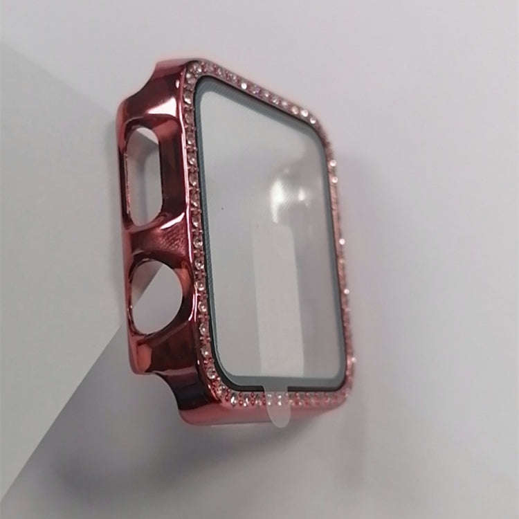 Electroplating PC Single Row Diamond Protective Case with Tempered Glass Film For Apple Watch Ser...