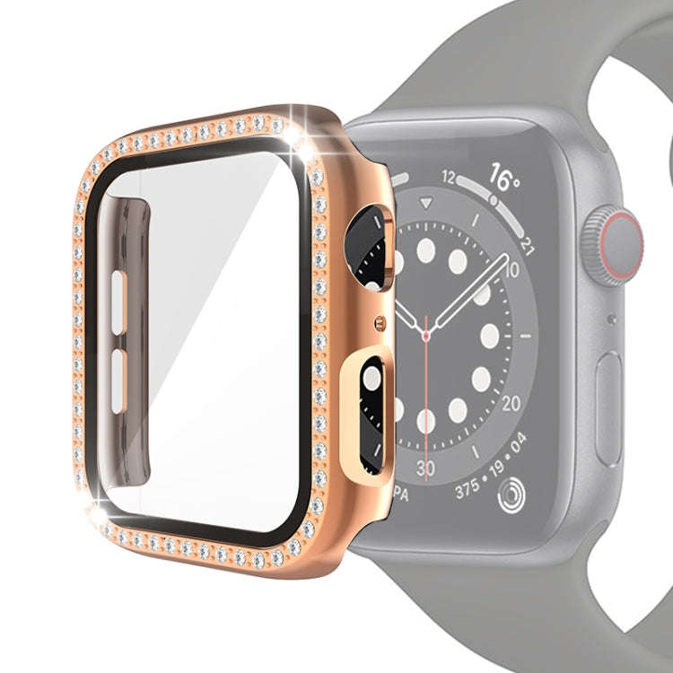 Electroplating PC Single Row Diamond Protective Case with Tempered Glass Film For Apple Watch Ser...