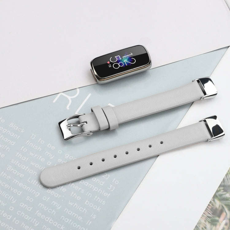 For Fitbit Luxe Leather Watch Band, Size:S(White)