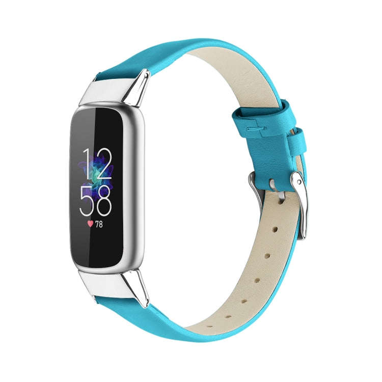 For Fitbit Luxe Leather Watch Band, Size:S(Blue)