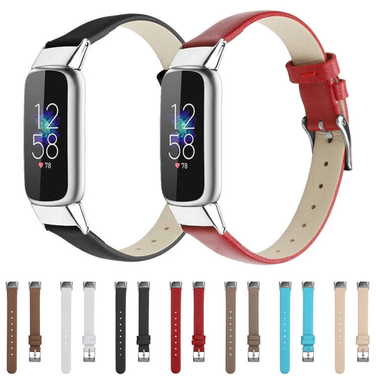 For Fitbit Luxe Leather Watch Band, Size:S(Blue)