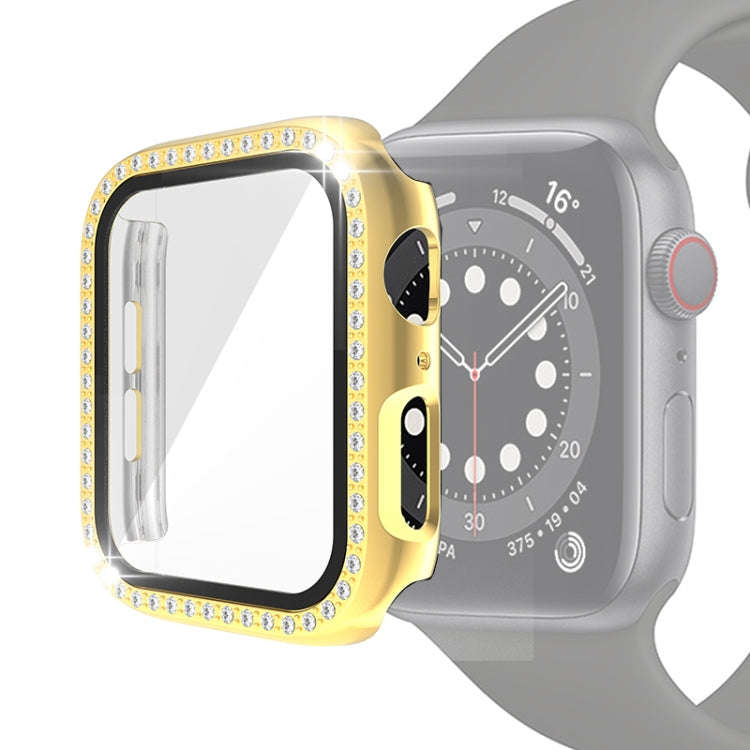 Electroplating PC Single Row Diamond Protective Case with Tempered Glass Film For Apple Watch Ser...