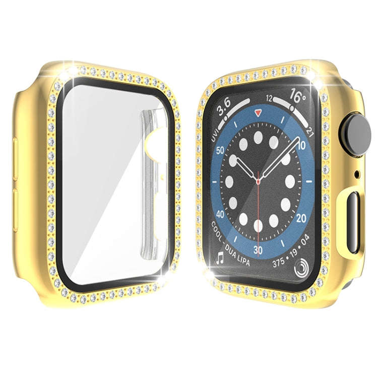 Electroplating PC Single Row Diamond Protective Case with Tempered Glass Film For Apple Watch Ser...