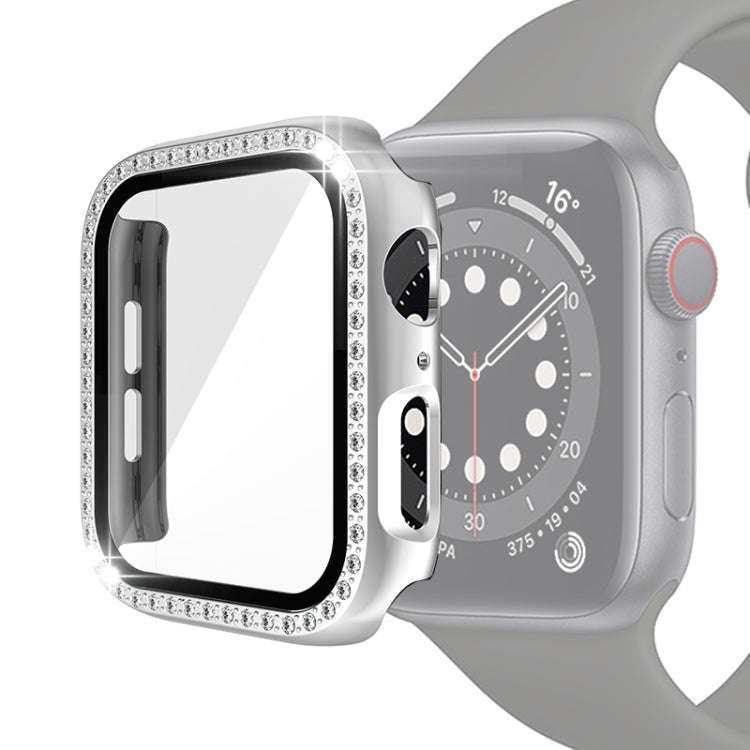 Electroplating PC Single Row Diamond Protective Case with Tempered Glass Film For Apple Watch Ser...