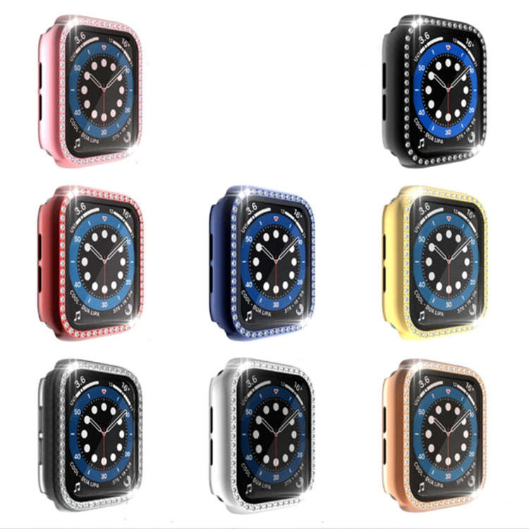 Electroplating PC Single Row Diamond Protective Case with Tempered Glass Film For Apple Watch Ser...