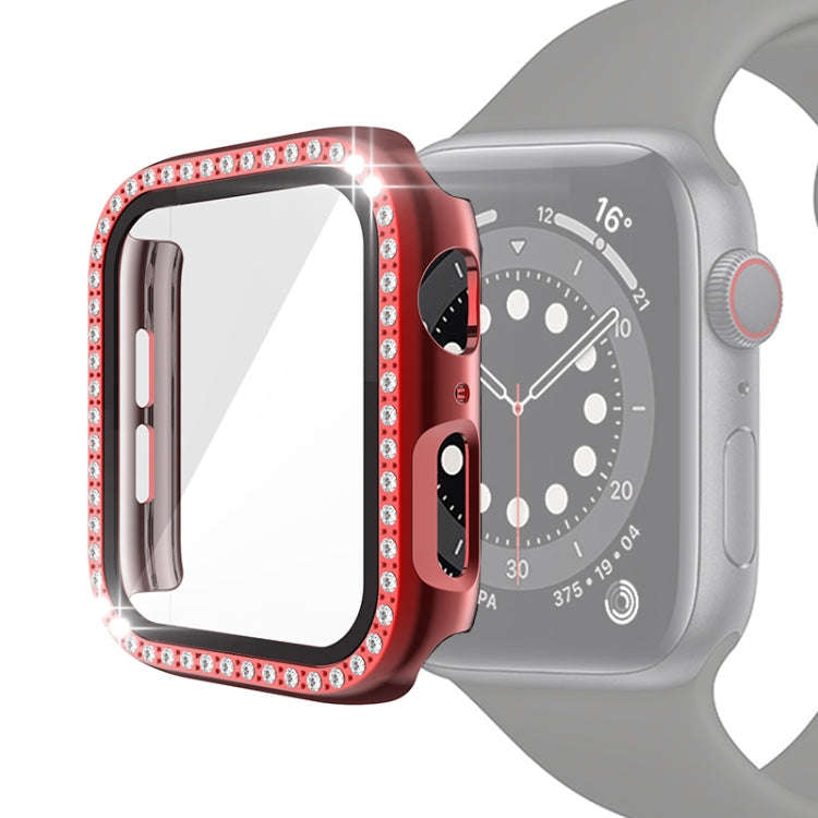 Electroplating PC Single Row Diamond Protective Case with Tempered Glass Film For Apple Watch Ser...