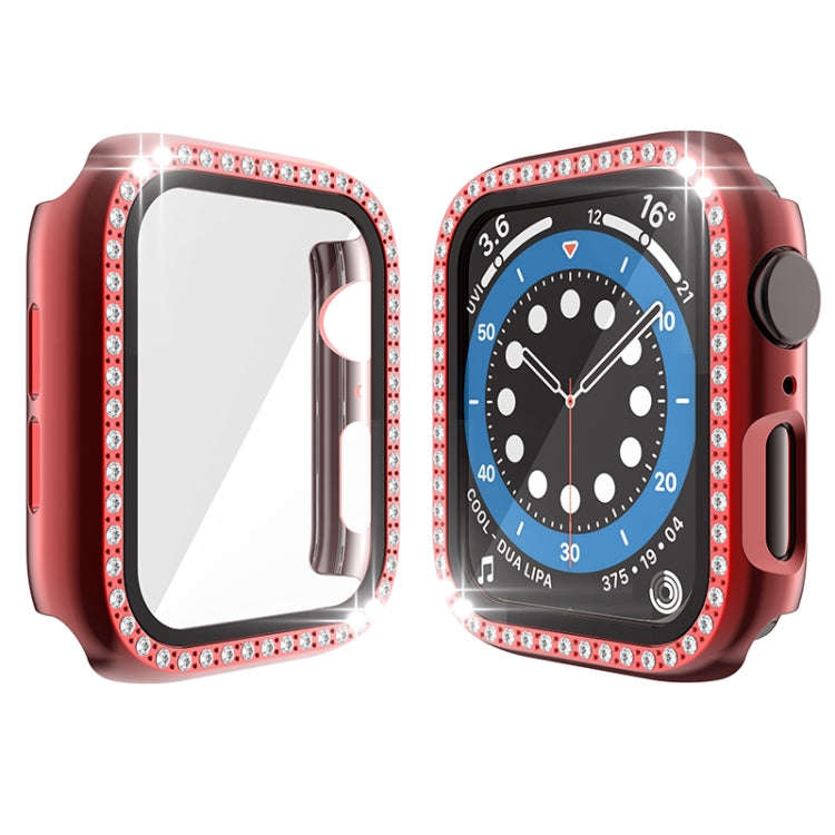 Electroplating PC Single Row Diamond Protective Case with Tempered Glass Film For Apple Watch Ser...