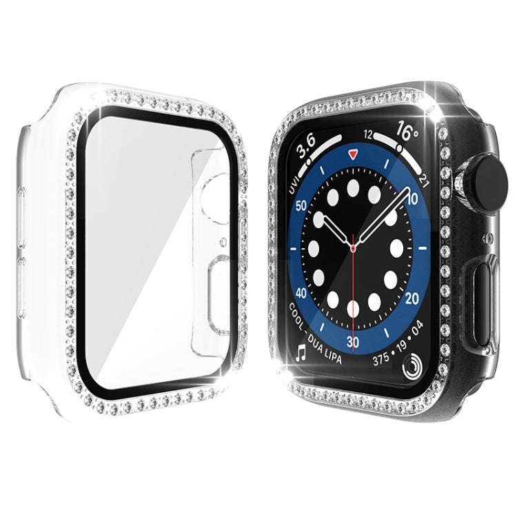 Electroplating PC Single Row Diamond Protective Case with Tempered Glass Film For Apple Watch Ser...