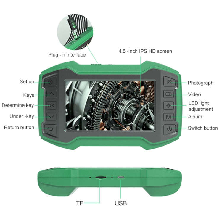 inskam452-2 Dual-lens 4.5 inch IPS Screen 1080P HD Endoscope 200W Pixel Industrial Endoscope, Har...