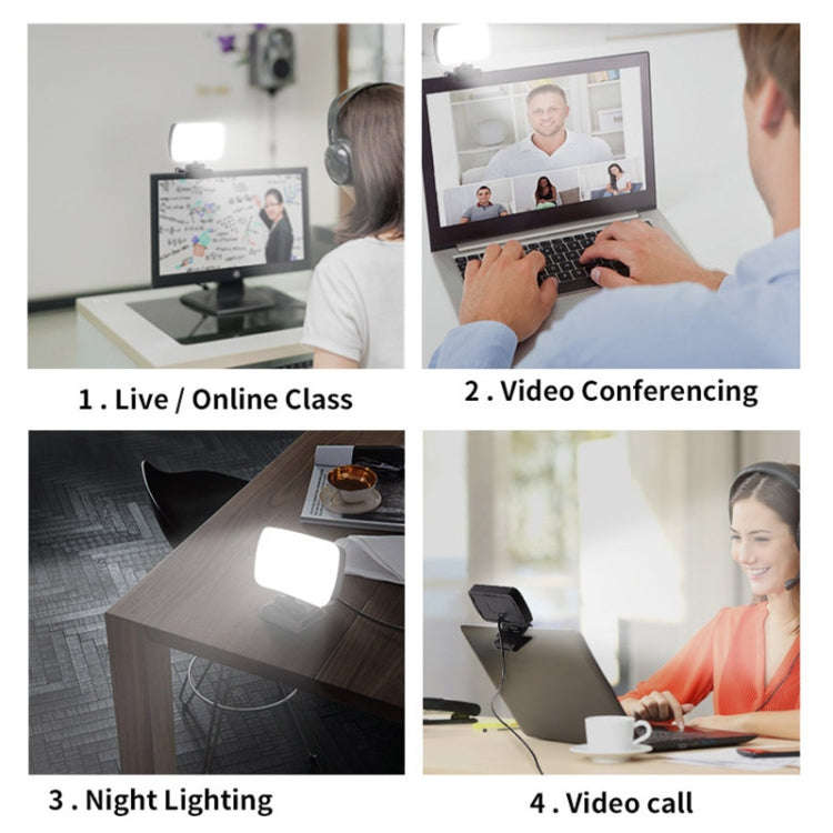 JSK-B1 USB Portable Ten-level Brightness Adjustable Live Conference Desktop LED Fill Light, Color...