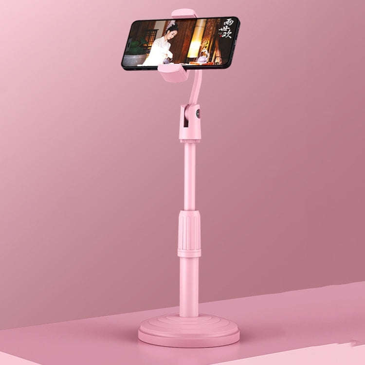 Desktop Stand Mobile Phone Tablet Live Broadcast Stand Telescopic Disc Stand(Pink)
