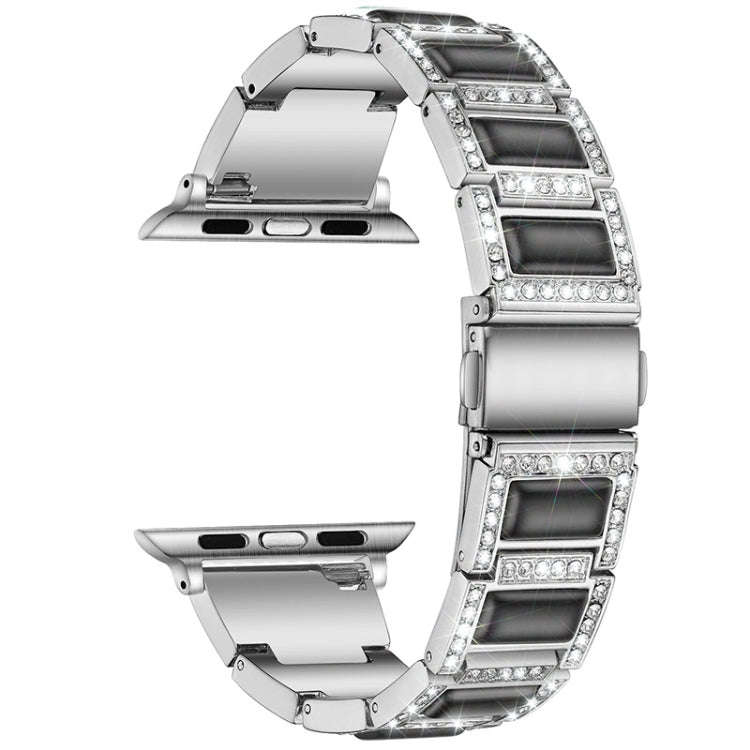Three-beads Diamond + Gemstone Watch Band For Apple Watch Series 9&8&7 41mm / SE 3&SE 2&6&SE&5&4 ...