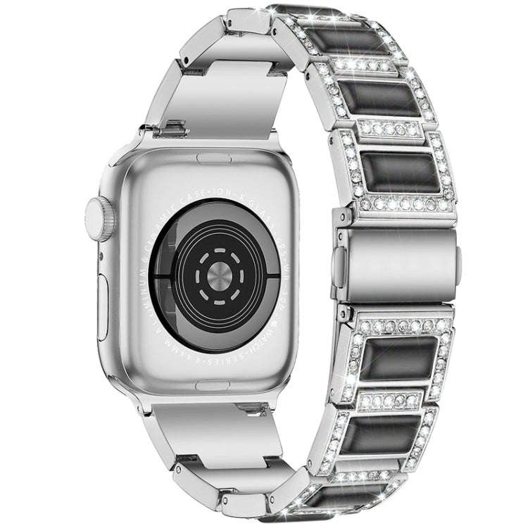 Three-beads Diamond + Gemstone Watch Band For Apple Watch Series 9&8&7 41mm / SE 3&SE 2&6&SE&5&4 ...