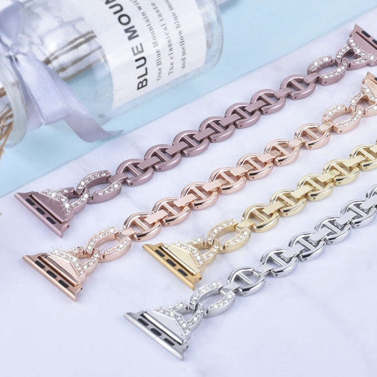 Diamond Stainless Steel Watch Band For Apple Watch Series 9&8&7 41mm / SE 3&SE 2&6&SE&5&4 40mm / ...