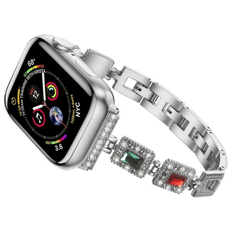 Large Square Diamond Metal Watch Band For Apple Watch Ultra 49mm&Watch Ultra 2 49mm / Series 9&8&...
