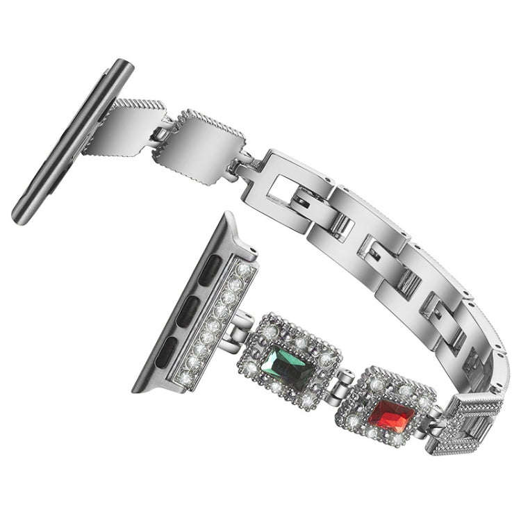 Large Square Diamond Metal Watch Band For Apple Watch Ultra 49mm&Watch Ultra 2 49mm / Series 9&8&...
