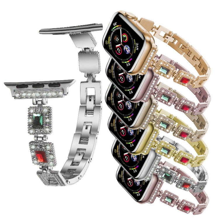 Large Square Diamond Metal Watch Band For Apple Watch Ultra 49mm&Watch Ultra 2 49mm / Series 9&8&...