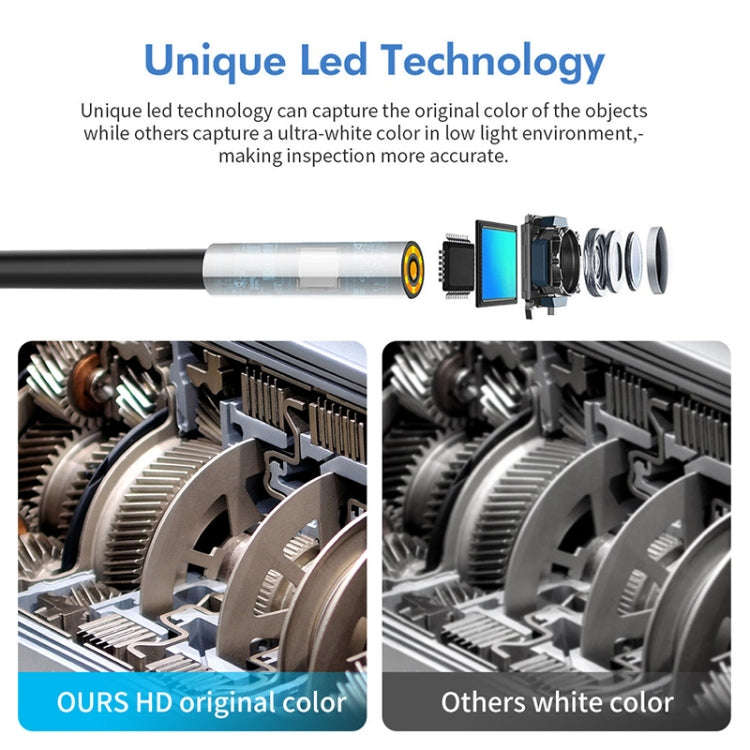 Y17 5MP 7.9mm Dual-lens HD Autofocus WiFi Industrial Digital Endoscope Zoomable Snake Camera, Cab...